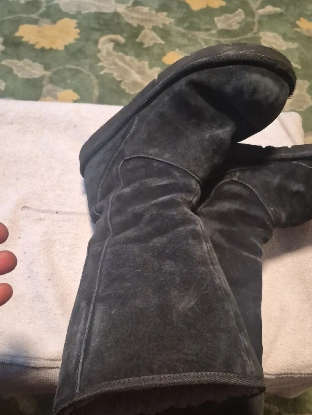 UGG Black Tall Suede Shearling-Lined Winter Boots